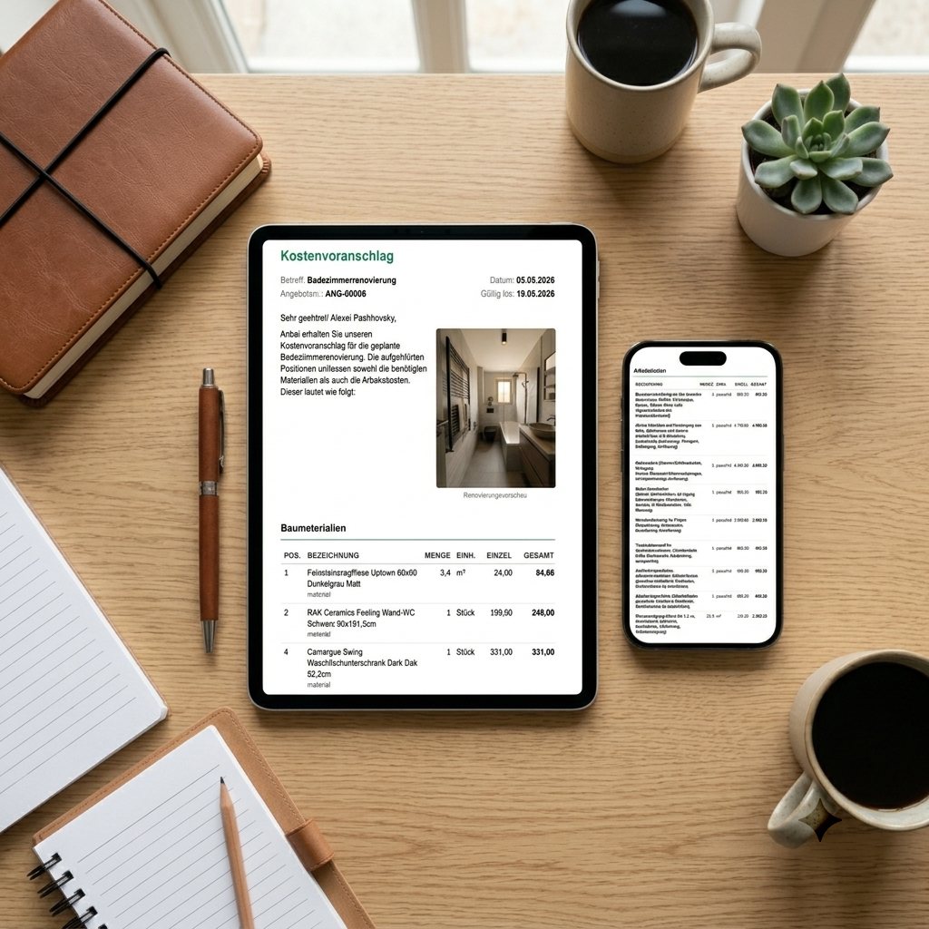 badrenovo App auf Tablet und Smartphone